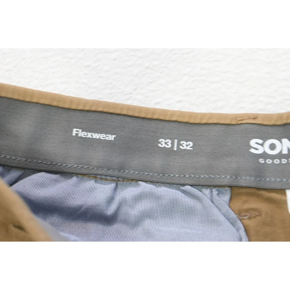 Sonoma Flexwear Pants Mens 33x32 Khaki Brown Straight Leg Chino‎ New NWT